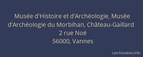 Musée d'Histoire et d'Archéologie, Musée d'Archéologie du Morbihan, Château-Gaillard