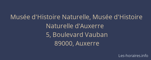 Musée d'Histoire Naturelle, Musée d'Histoire Naturelle d'Auxerre