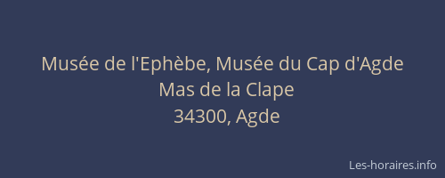 Musée de l'Ephèbe, Musée du Cap d'Agde