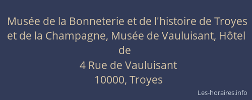 Musée de la Bonneterie et de l'histoire de Troyes et de la Champagne, Musée de Vauluisant, Hôtel de