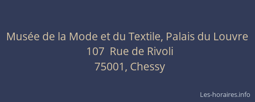 Musée de la Mode et du Textile, Palais du Louvre