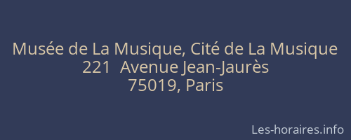 Musée de La Musique, Cité de La Musique