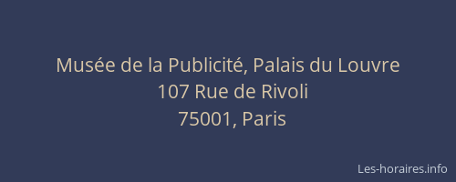 Musée de la Publicité, Palais du Louvre