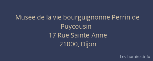 Musée de la vie bourguignonne Perrin de Puycousin