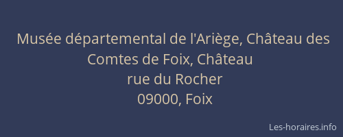 Musée départemental de l'Ariège, Château des Comtes de Foix, Château