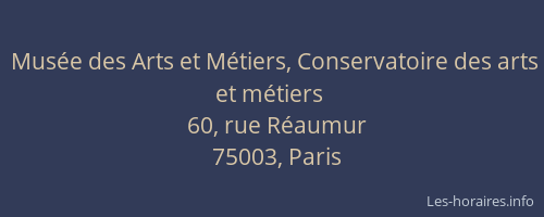 Musée des Arts et Métiers, Conservatoire des arts et métiers