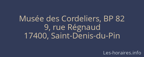 Musée des Cordeliers, BP 82