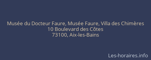 Musée du Docteur Faure, Musée Faure, Villa des Chimères