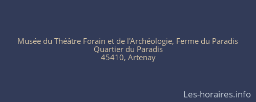 Musée du Théâtre Forain et de l'Archéologie, Ferme du Paradis