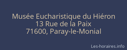 Musée Eucharistique du Hiéron