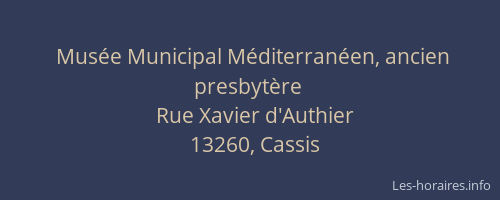 Musée Municipal Méditerranéen, ancien presbytère