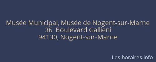Musée Municipal, Musée de Nogent-sur-Marne