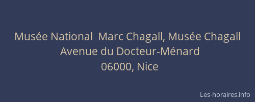 Musée National  Marc Chagall, Musée Chagall