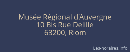 Musée Régional d'Auvergne