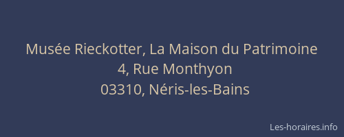 Musée Rieckotter, La Maison du Patrimoine