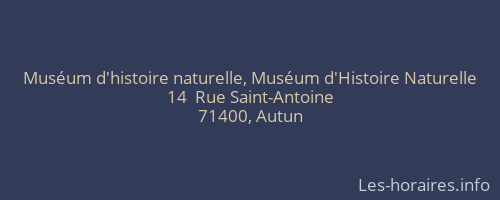 Muséum d'histoire naturelle, Muséum d'Histoire Naturelle