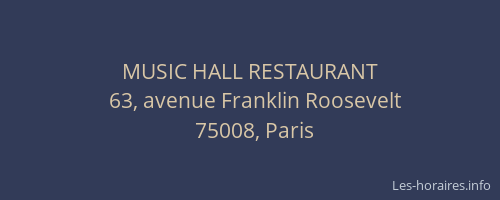 MUSIC HALL RESTAURANT