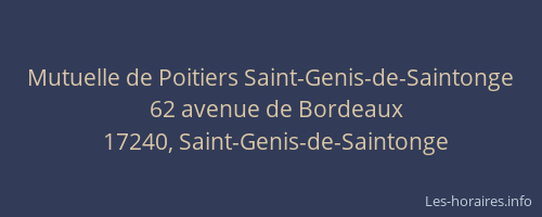Mutuelle de Poitiers Saint-Genis-de-Saintonge