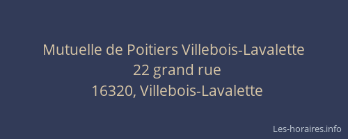 Mutuelle de Poitiers Villebois-Lavalette