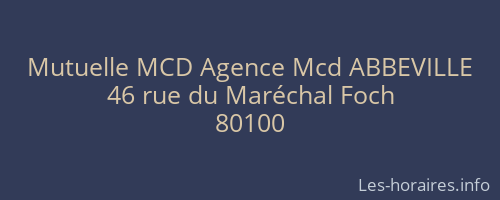 Mutuelle MCD Agence Mcd ABBEVILLE