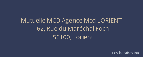 Mutuelle MCD Agence Mcd LORIENT