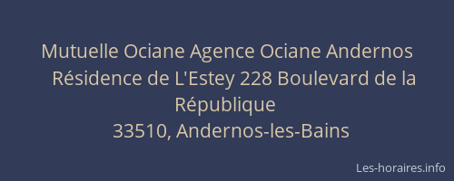 Mutuelle Ociane Agence Ociane Andernos