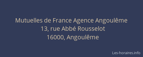 Mutuelles de France Agence Angoulême