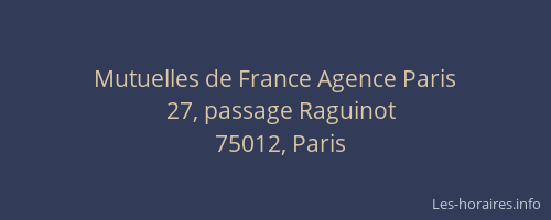 Mutuelles de France Agence Paris