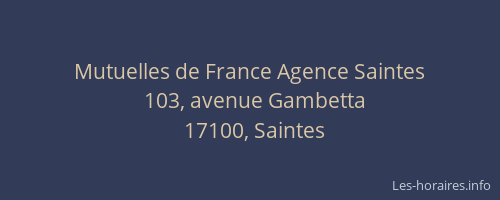 Mutuelles de France Agence Saintes