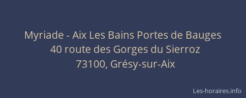 Myriade - Aix Les Bains Portes de Bauges