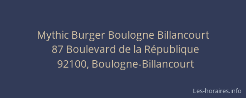 Mythic Burger Boulogne Billancourt