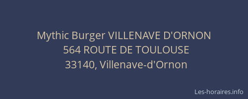 Mythic Burger VILLENAVE D'ORNON