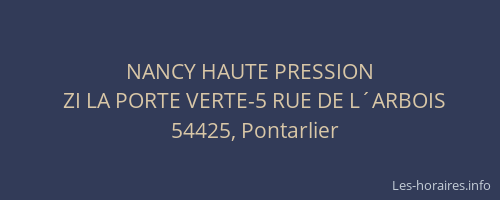 NANCY HAUTE PRESSION