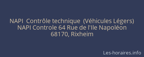 NAPI  Contrôle technique  (Véhicules Légers)