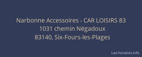 Narbonne Accessoires - CAR LOISIRS 83