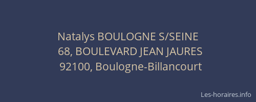 Natalys BOULOGNE S/SEINE
