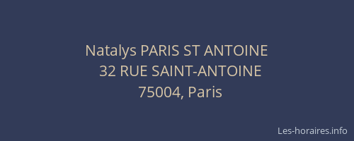 Natalys PARIS ST ANTOINE