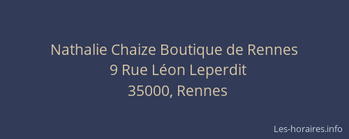 Nathalie Chaize Boutique de Rennes