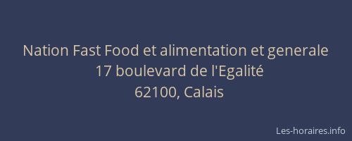 Nation Fast Food et alimentation et generale