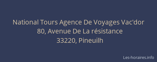 National Tours Agence De Voyages Vac'dor