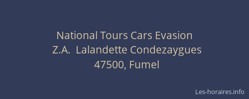 National Tours Cars Evasion