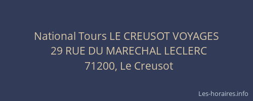 National Tours LE CREUSOT VOYAGES