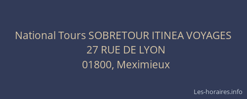 National Tours SOBRETOUR ITINEA VOYAGES