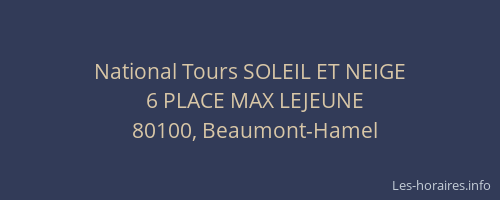 National Tours SOLEIL ET NEIGE