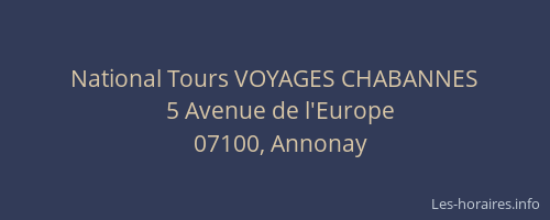 National Tours VOYAGES CHABANNES