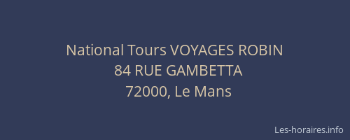National Tours VOYAGES ROBIN