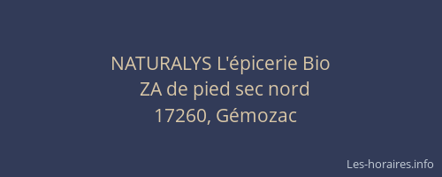 NATURALYS L'&eacute;picerie Bio