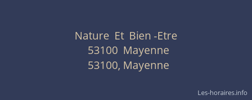 Nature  Et  Bien -Etre