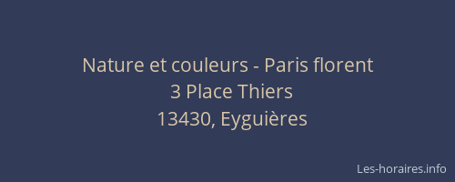 Nature et couleurs - Paris florent