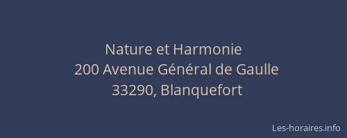 Nature et Harmonie